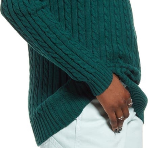 BP Cable Knit Green Cotton & Recycled Polyester Sweater L Large - Picture 7 of 14
